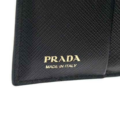 Prada Saffiano Lipstick Print Bi-Fold Wallet Black 6 of 9