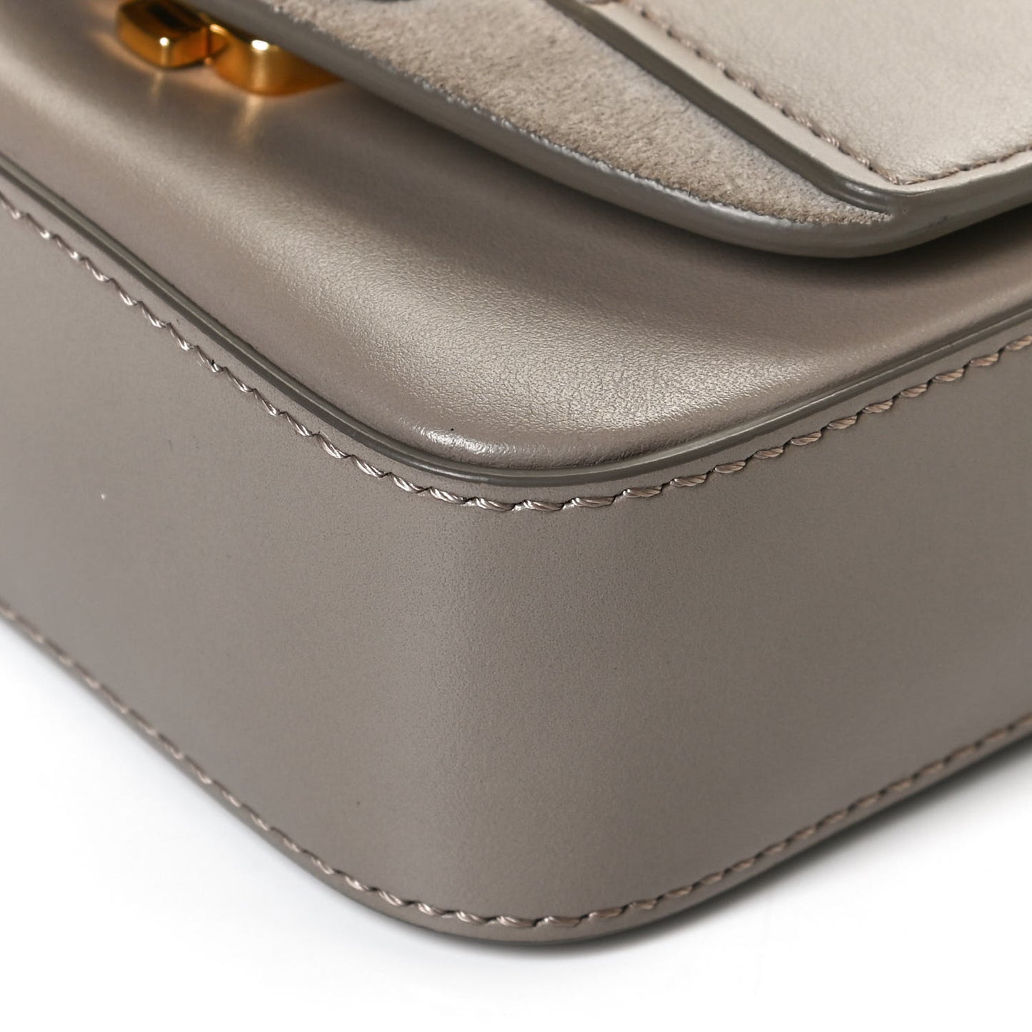 Shiny Calfskin Suede Mini C Double Carry Motty Grey