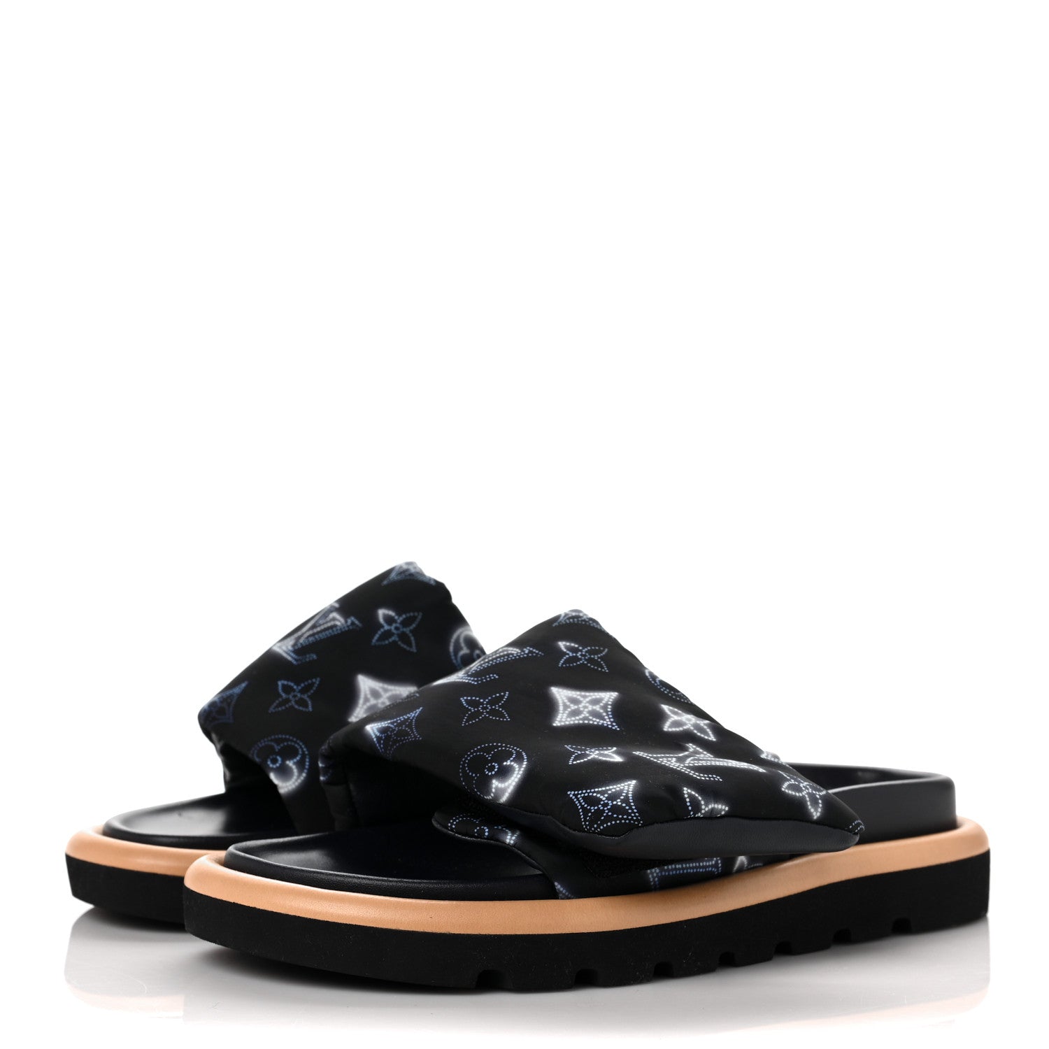 Louis Vuitton Nylon Monogram Womens Pool Pillow Comfort Mules 36 Navy Blue 3 of 7