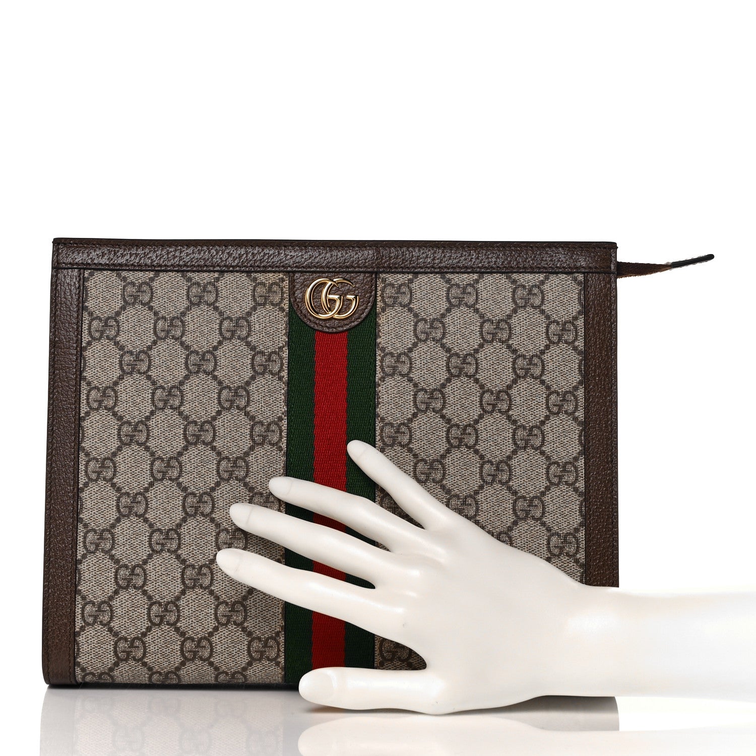 Gucci GG Supreme Monogram Web Ophidia Pouch Brown 3 of 20