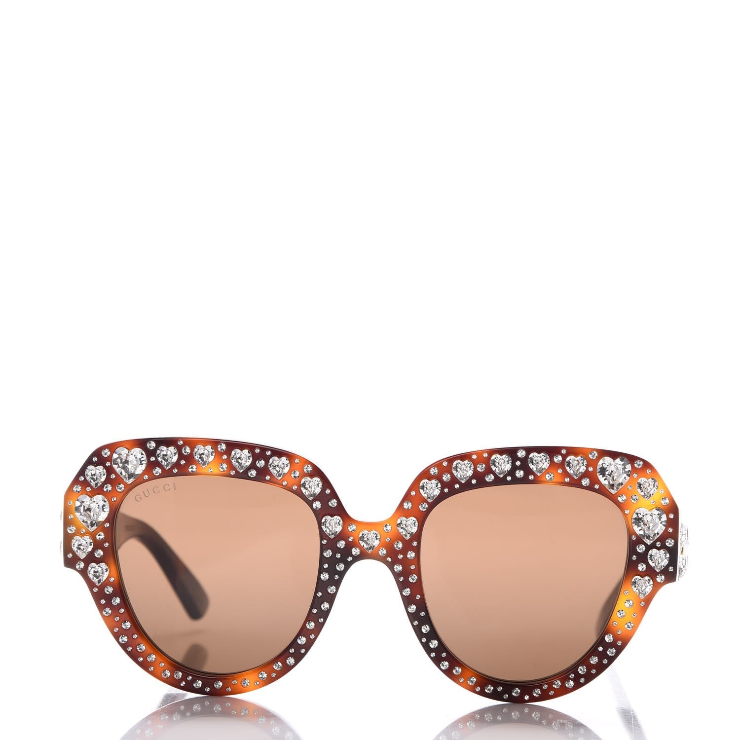 Gucci Crystal Cat Eye Sunglasses GG0308S Havana 2 of 7