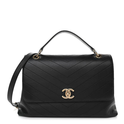 Chanel Grained Calfskin Chevron Stitched Medium Chic Top Handle Flap Black 1 of 10