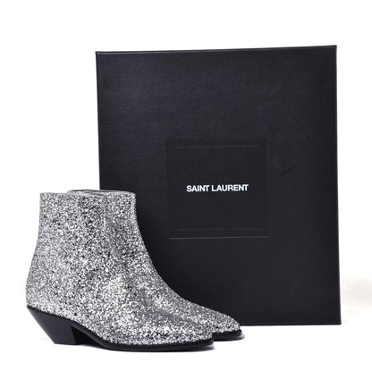 Saint Laurent Glitter Calfskin West 45 Boots 36 Silver 9 of 9