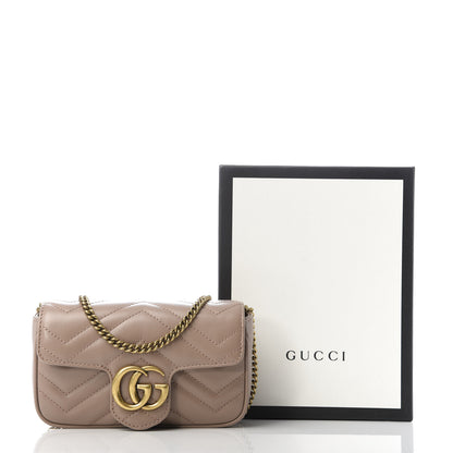 Gucci Calfskin Matelasse Super Mini GG Marmont Shoulder Bag Porcelain Rose 10 of 10