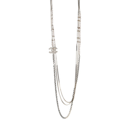 Chanel Crystal Pearl CC Long Multistrand Necklace Gold 1 of 5