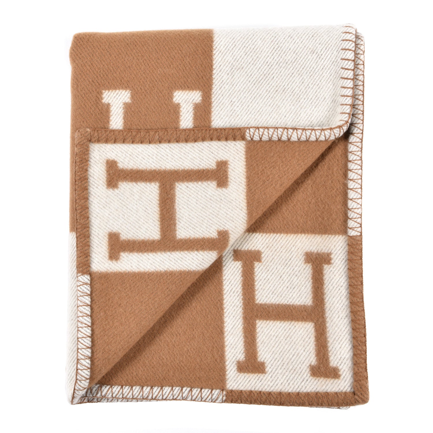 Hermes Wool Cashmere Avalon Blanket Ecru Camel 2 of 3