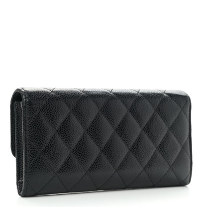 Chanel Caviar Quilted Large Gusset Flap Wallet Black 2 of 9