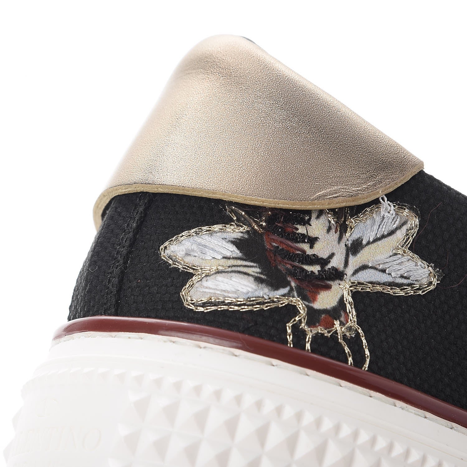 Valentino Garavani Canvas Embroidered Womens Low Sneakers 39 Black Multicolor 9 of 10