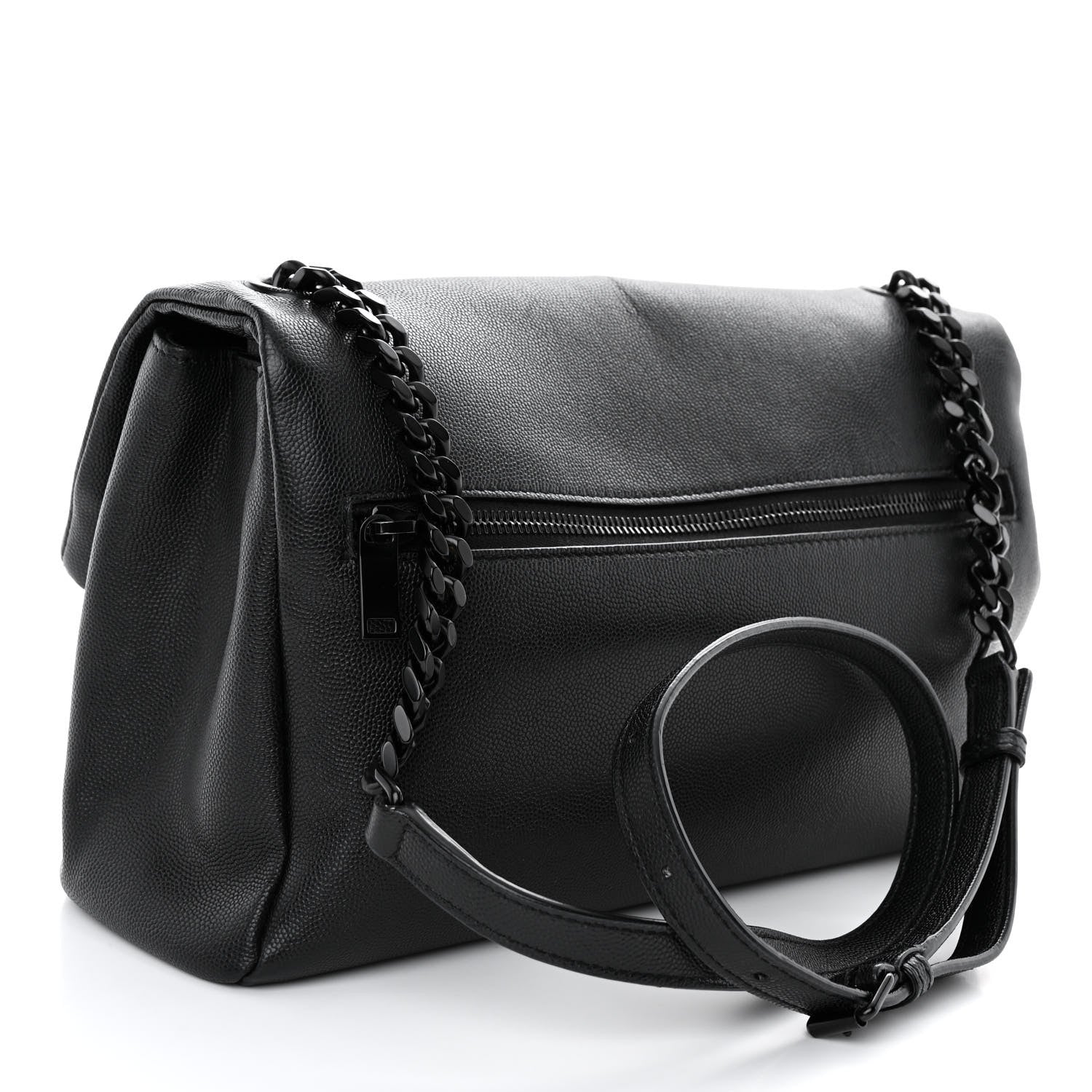 Saint Laurent Grain De Poudre Medium West Hollywood Monogram Fold-Over Black 3 of 11