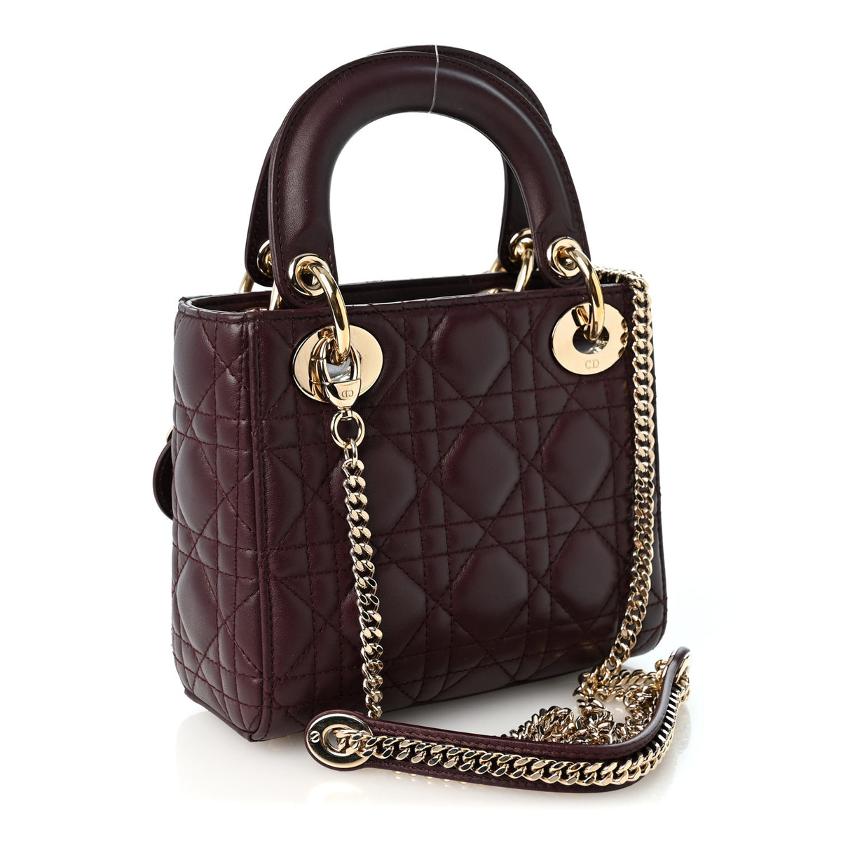 Christian Dior Lambskin Cannage Mini Lady Dior Plum 3 of 9