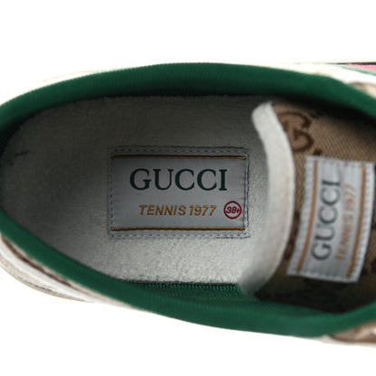 Gucci GG Monogram Web Womens 1977 Tennis Sneakers 38.5 Beige Ebony Mystic White 7 of 8