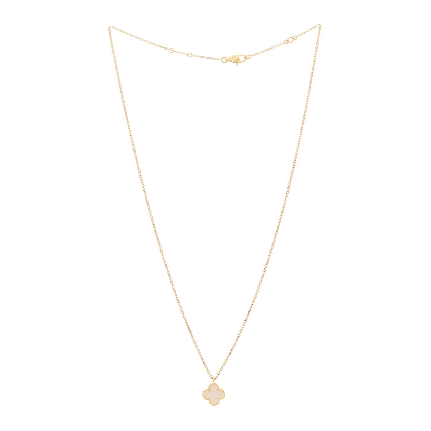 Van Cleef & Arpels 18K Yellow Gold Mother of Pearl Sweet Alhambra Pendant Necklace 3 of 5