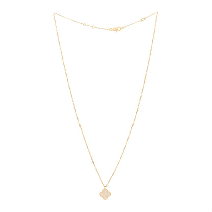 Van Cleef & Arpels 18K Yellow Gold Mother of Pearl Sweet Alhambra Pendant Necklace 3 of 5