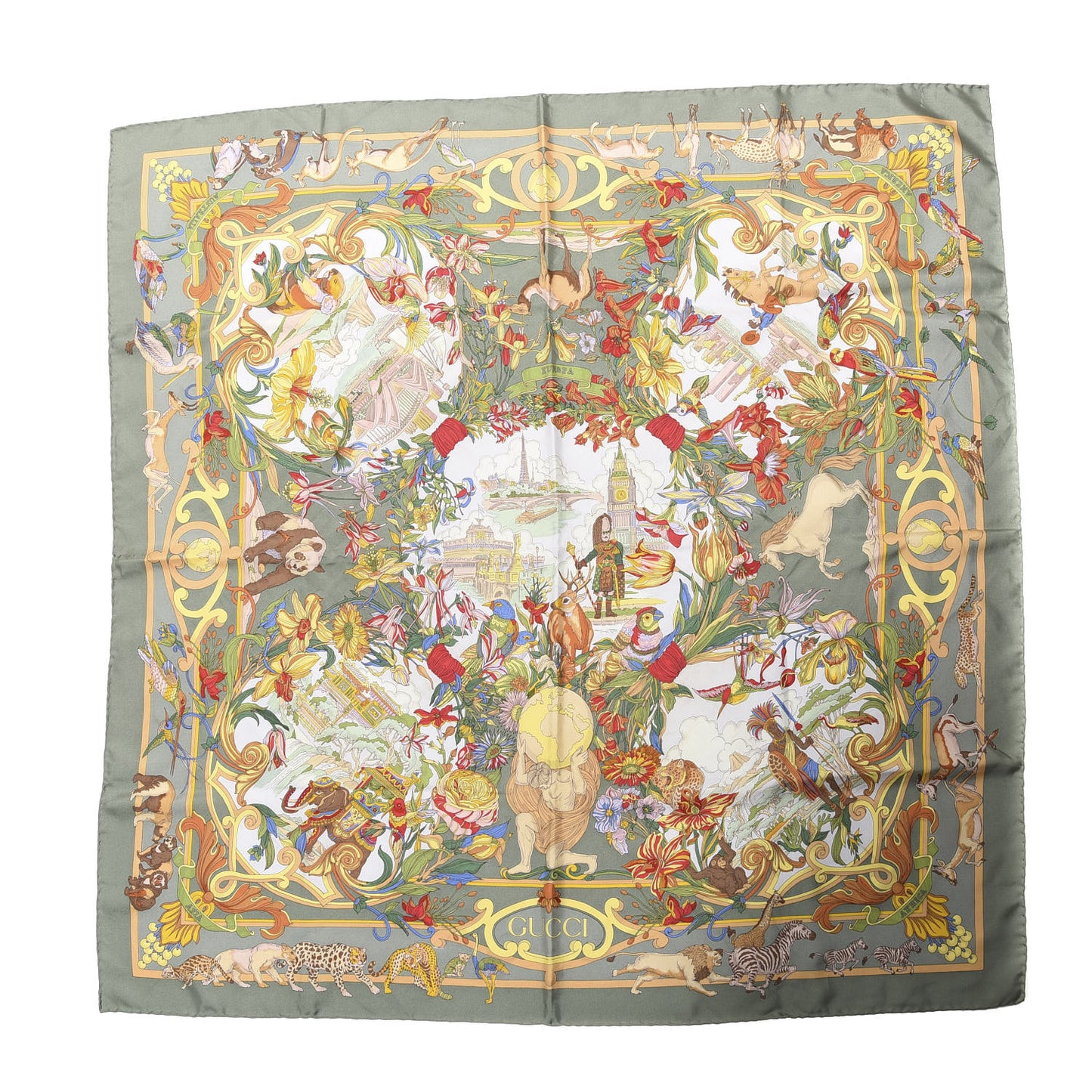 Silk Animal Square Scarf Multicolor