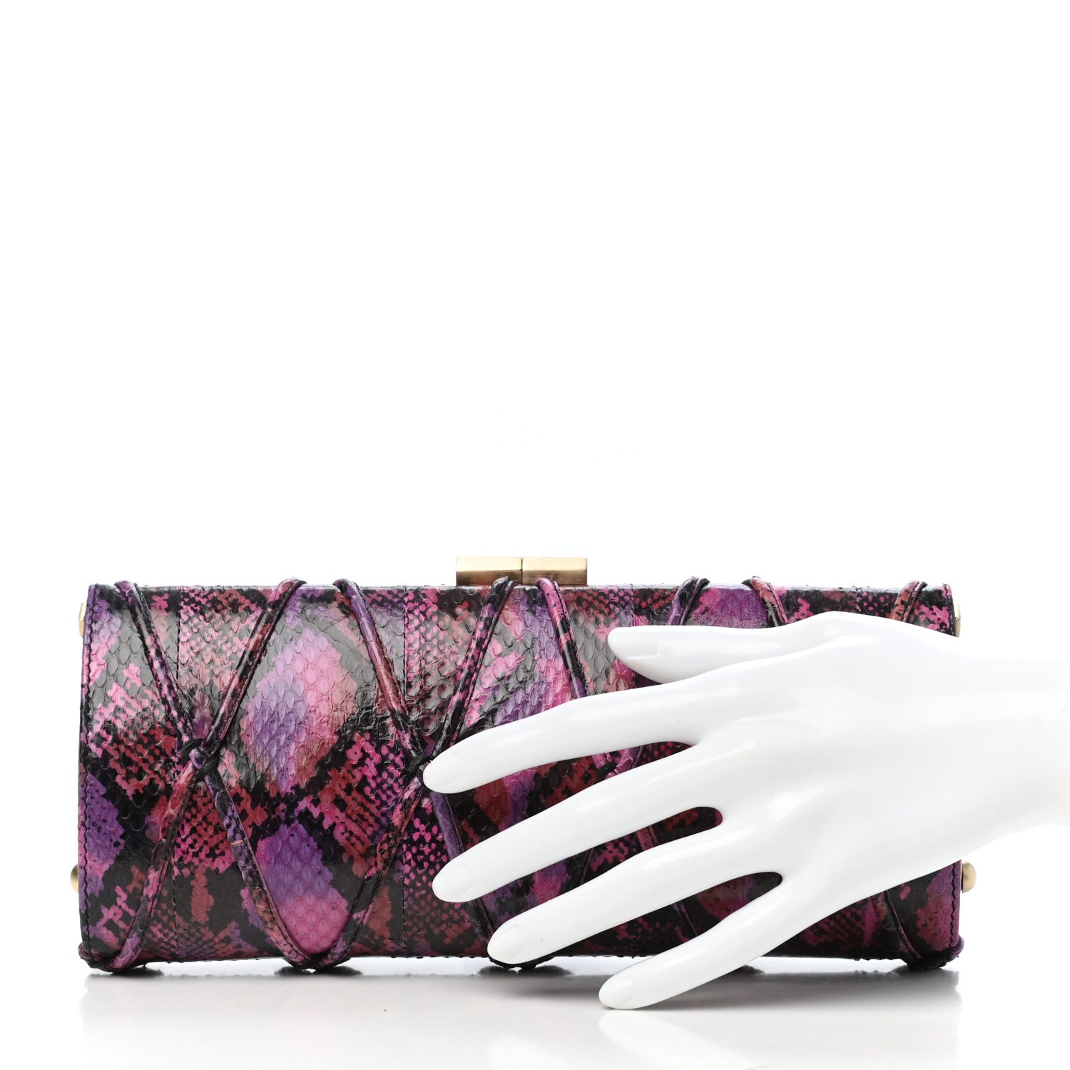 Jimmy Choo Elaphe Snakeskin Small Knotted Tube Evening Clutch Pink 2 of 6