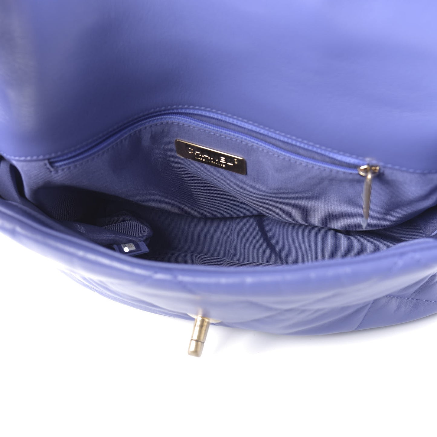 Goatskin Quilted Large 19 Flap Purple