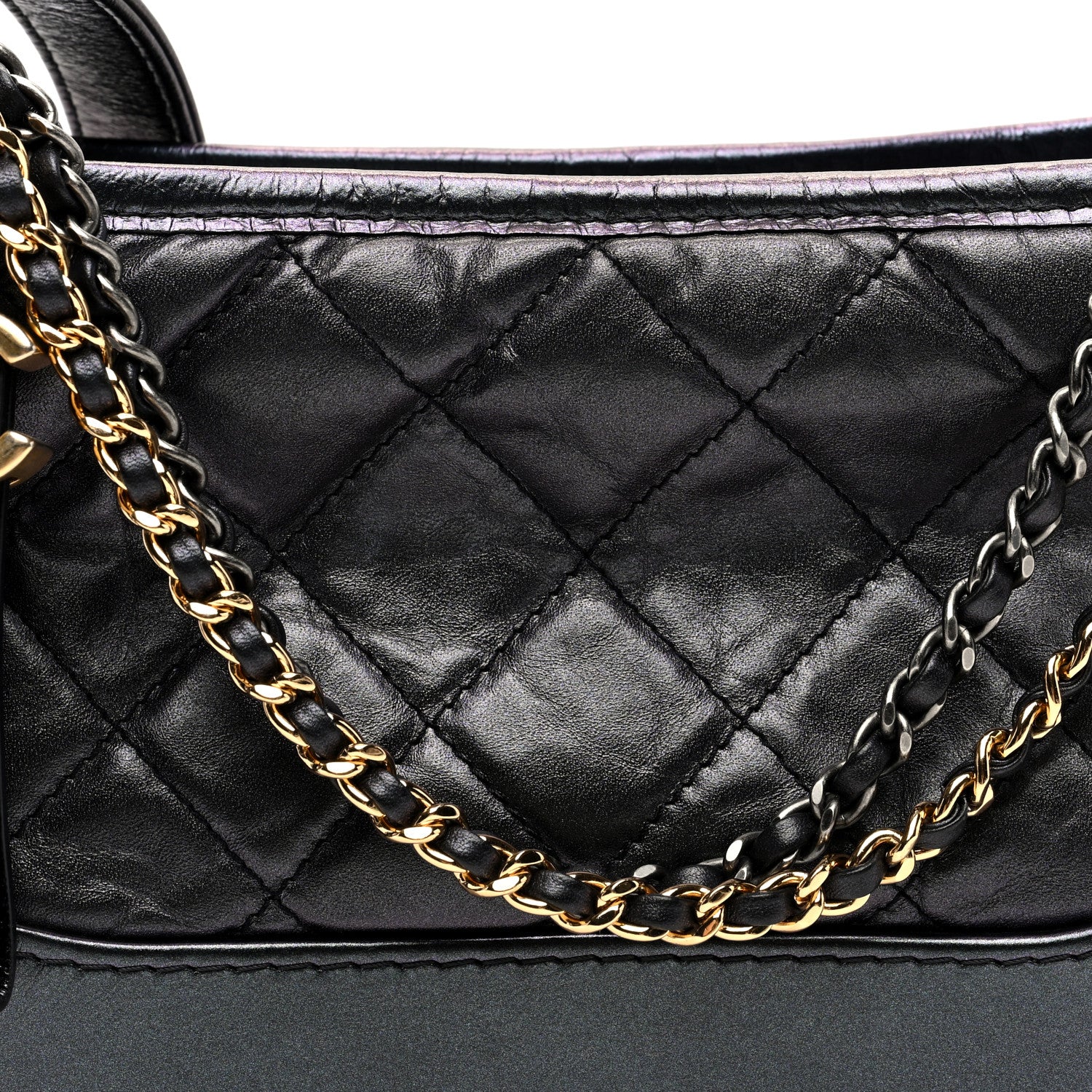 Chanel Iridescent Aged Calfskin Quilted Small Gabrielle Hobo Black 8 of 10