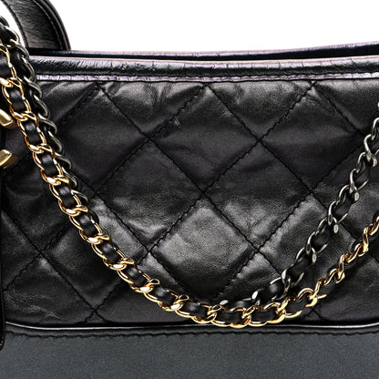 Chanel Iridescent Aged Calfskin Quilted Small Gabrielle Hobo Black 8 of 10