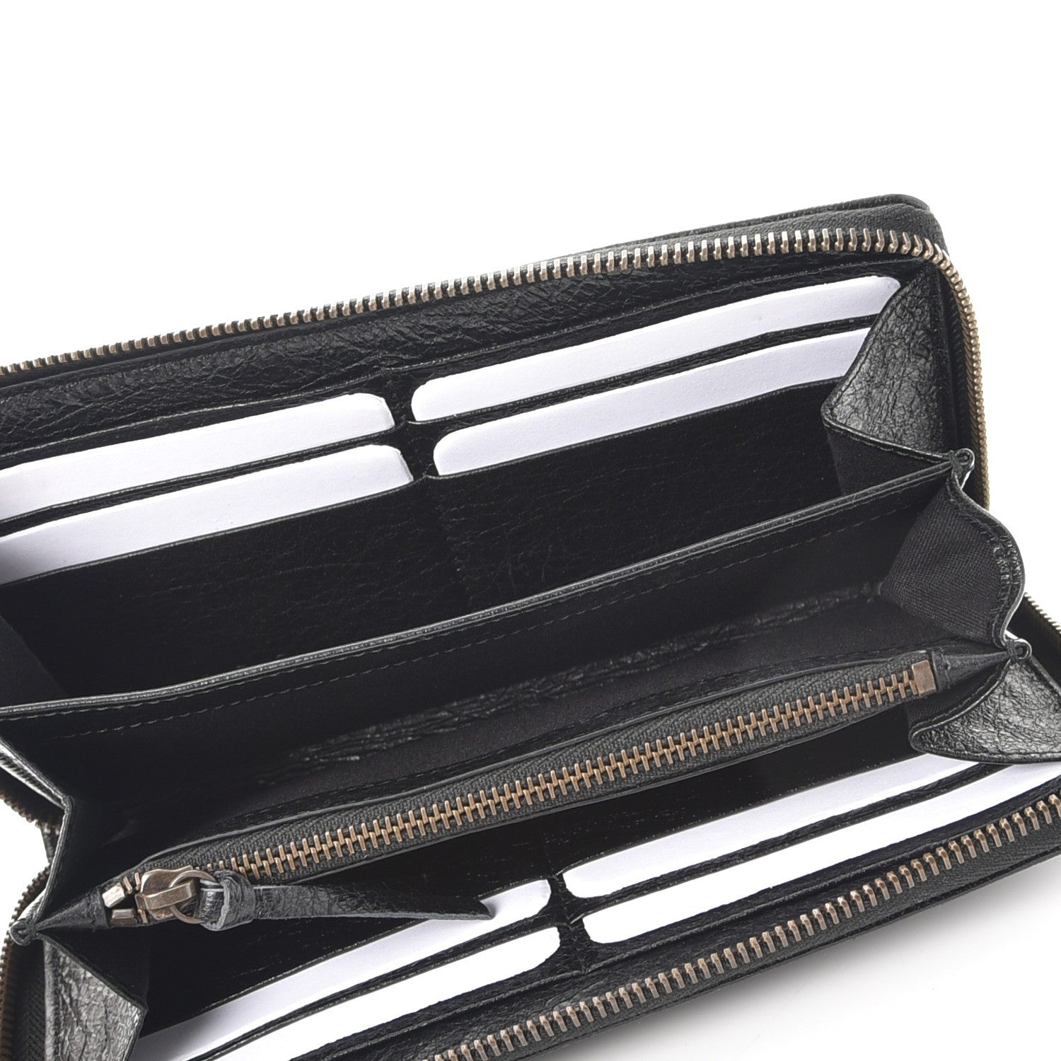 Balenciaga Agneau Classic Silver Hardware Continental Zip Around Wallet Black 5 of 8