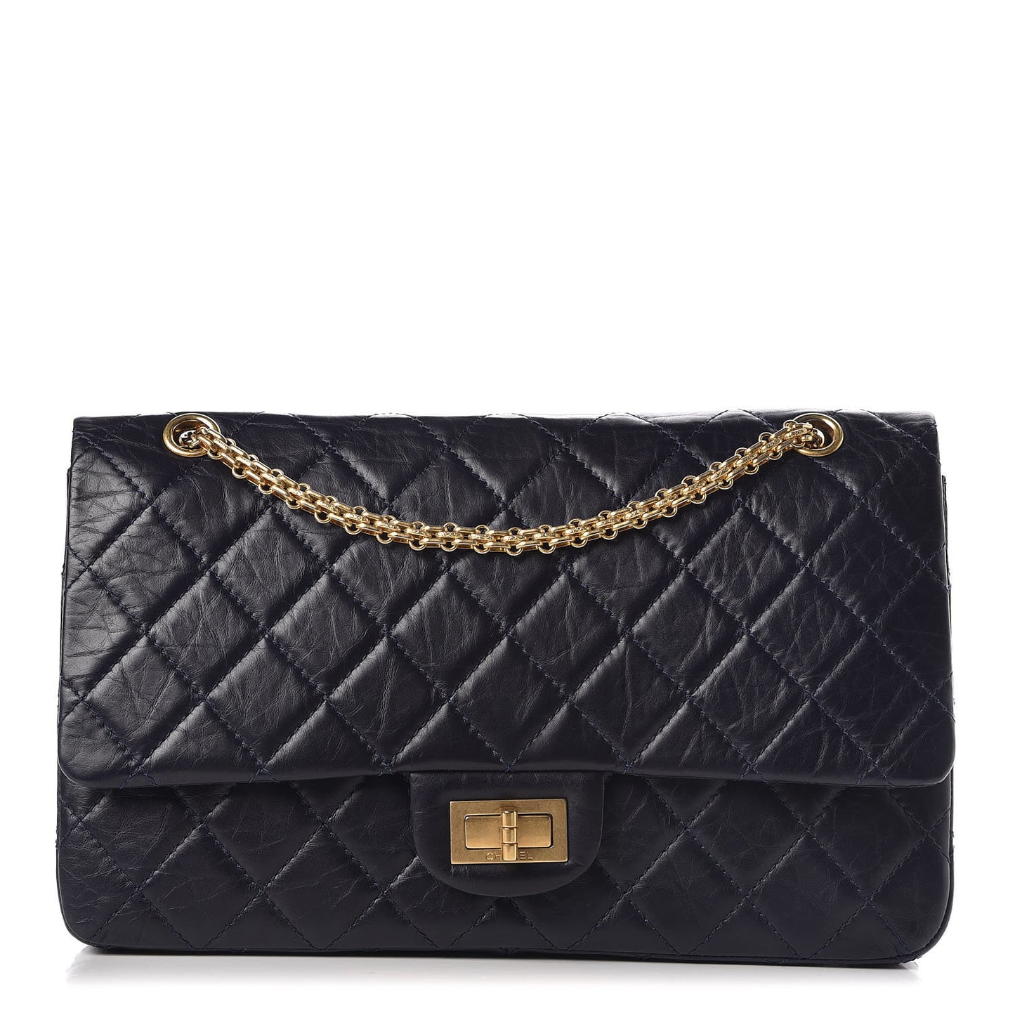 Aged Calfskin Quilted 2.55 Reissue 227 Flap Dark Blue