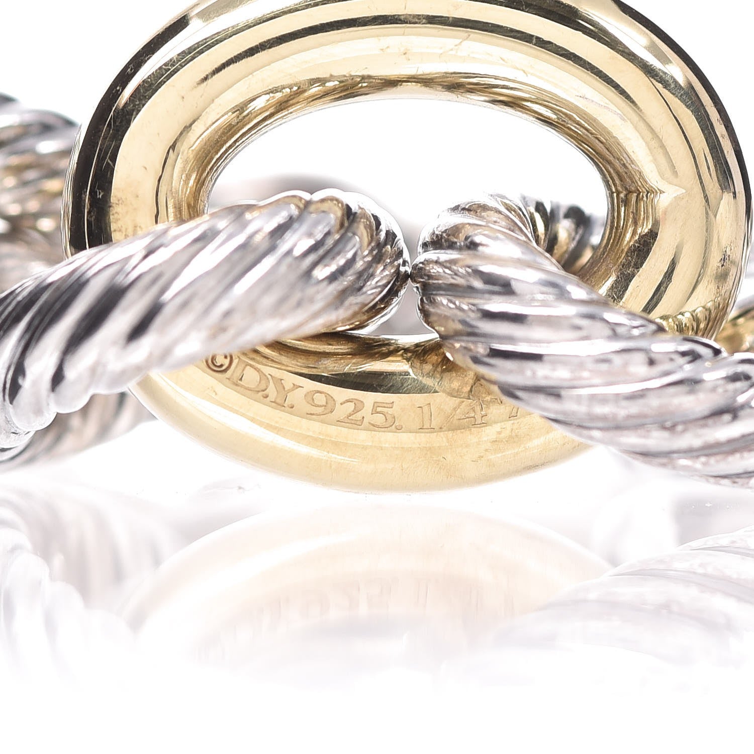 David Yurman Sterling Silver 18K Yellow Gold 19mm Extra Large Oval Link Bracelet 9 of 9