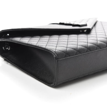 Saint Laurent Grain De Poudre Textured Mixed Matelasse Large Triquilt Monogram Monochrome Satchel Black 6 of 10