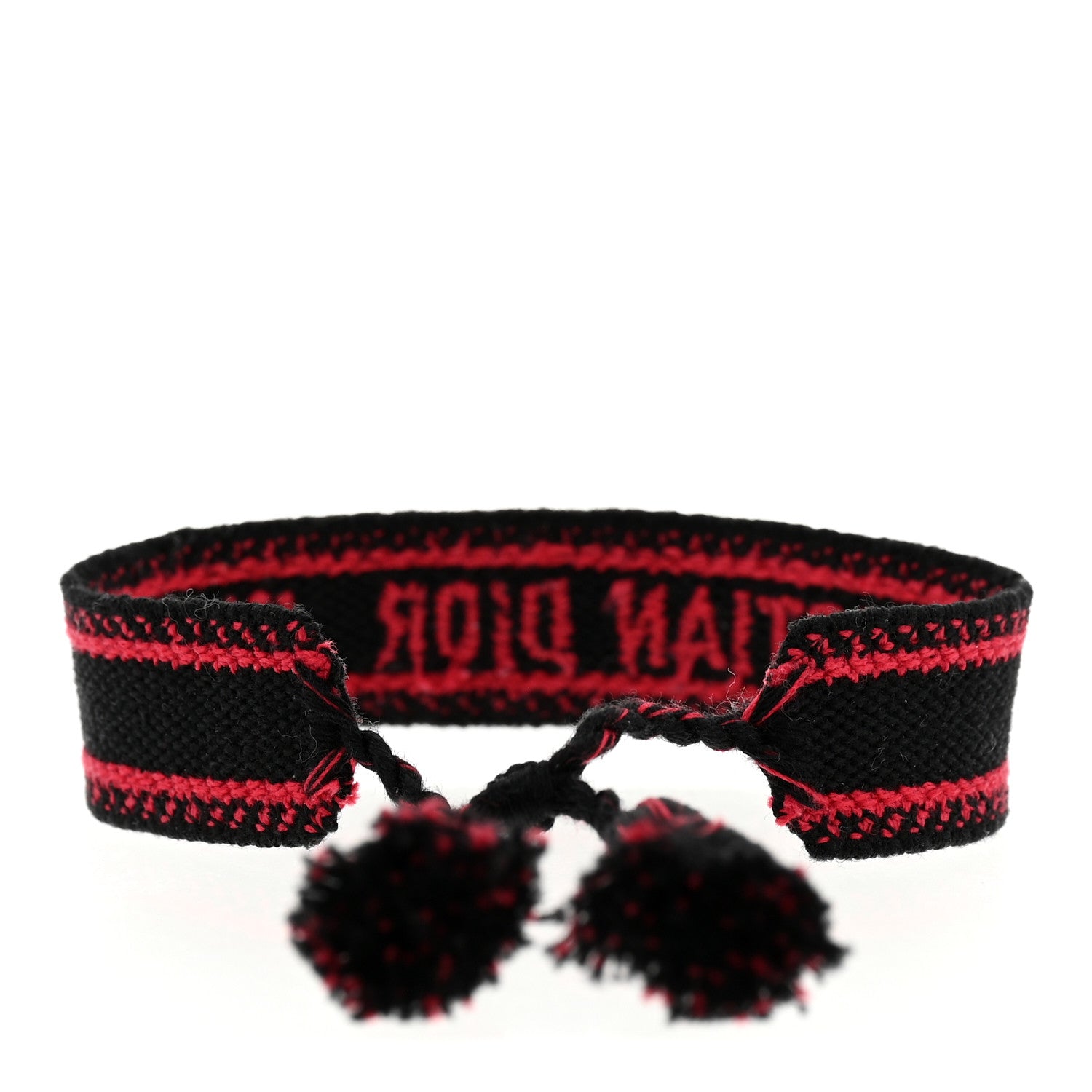 Christian Dior Woven Cotton J'Adior Friendship Bracelet Black Red
