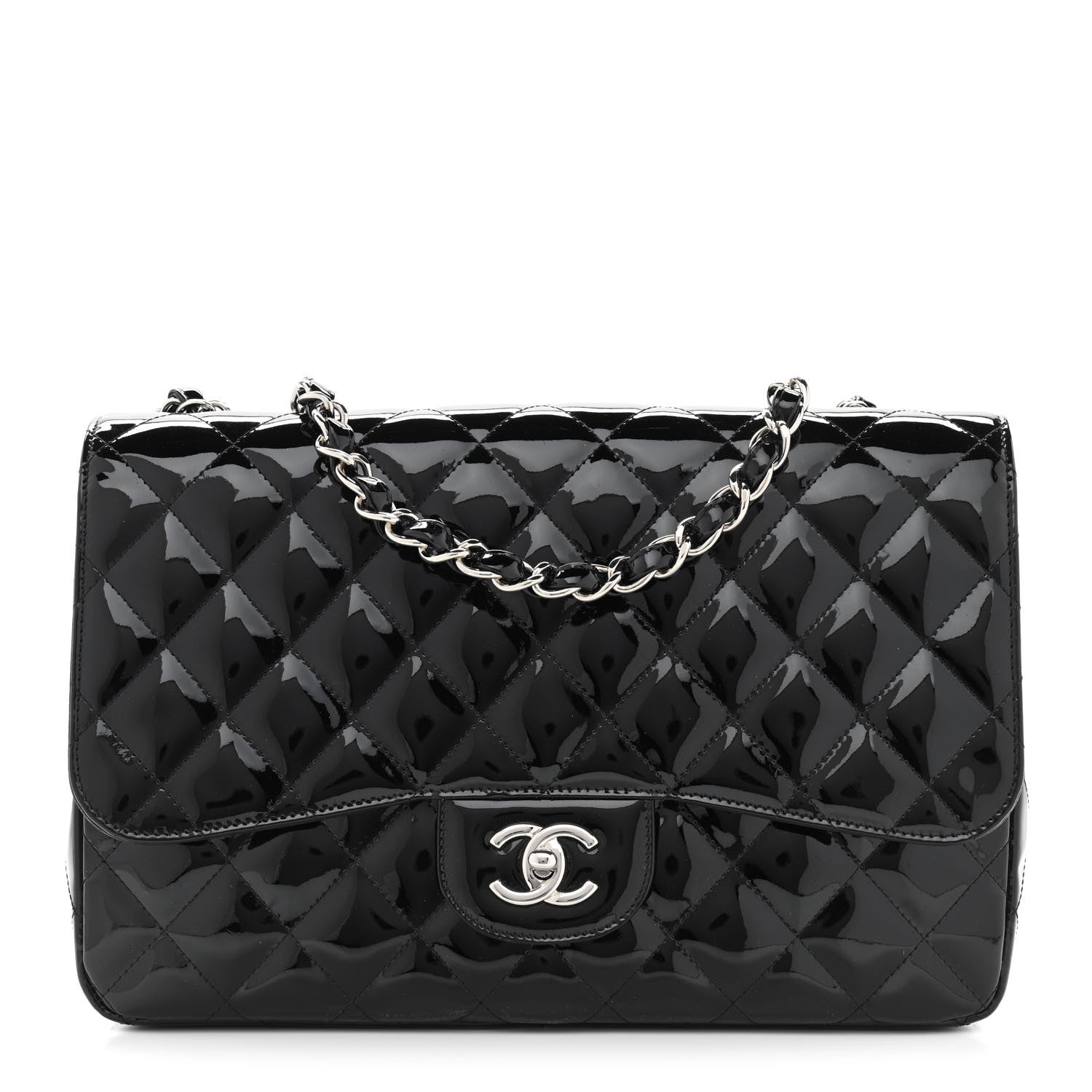 Chanel Patent Quilted Jumbo Double Flap Black 1 of 11