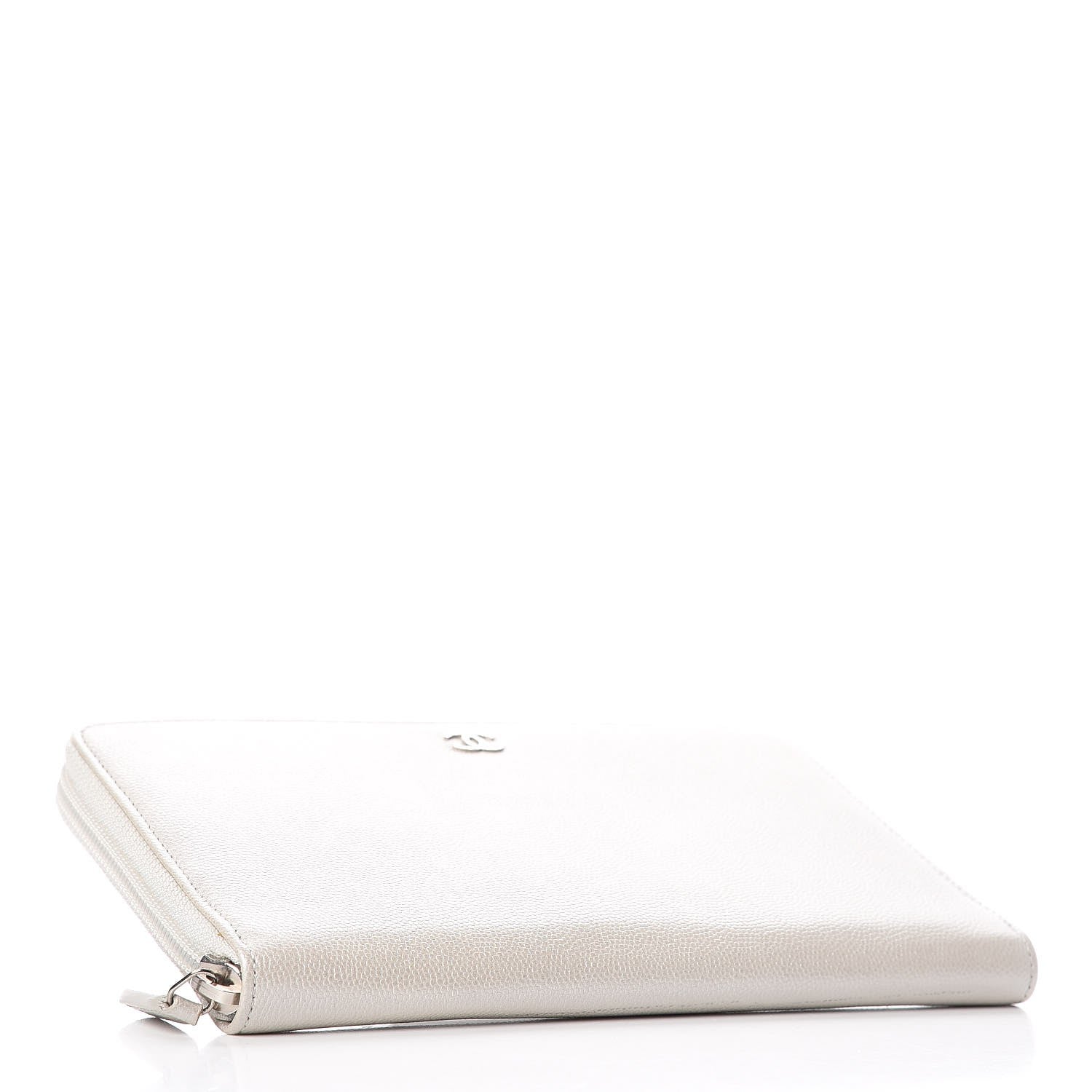 Chanel Metallic Caviar Large Sevruga Zip Around Organizer Wallet Silver 4 of 9