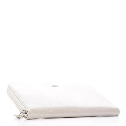 Chanel Metallic Caviar Large Sevruga Zip Around Organizer Wallet Silver 4 of 9
