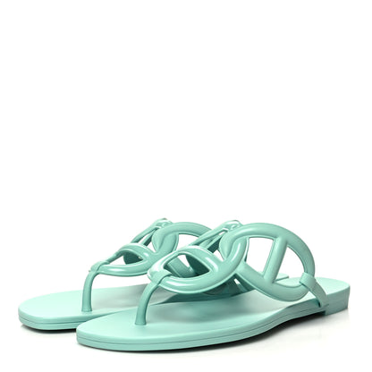 Hermes Rubber Womens Egerie Sandals 40 Vert Embrun 3 of 8