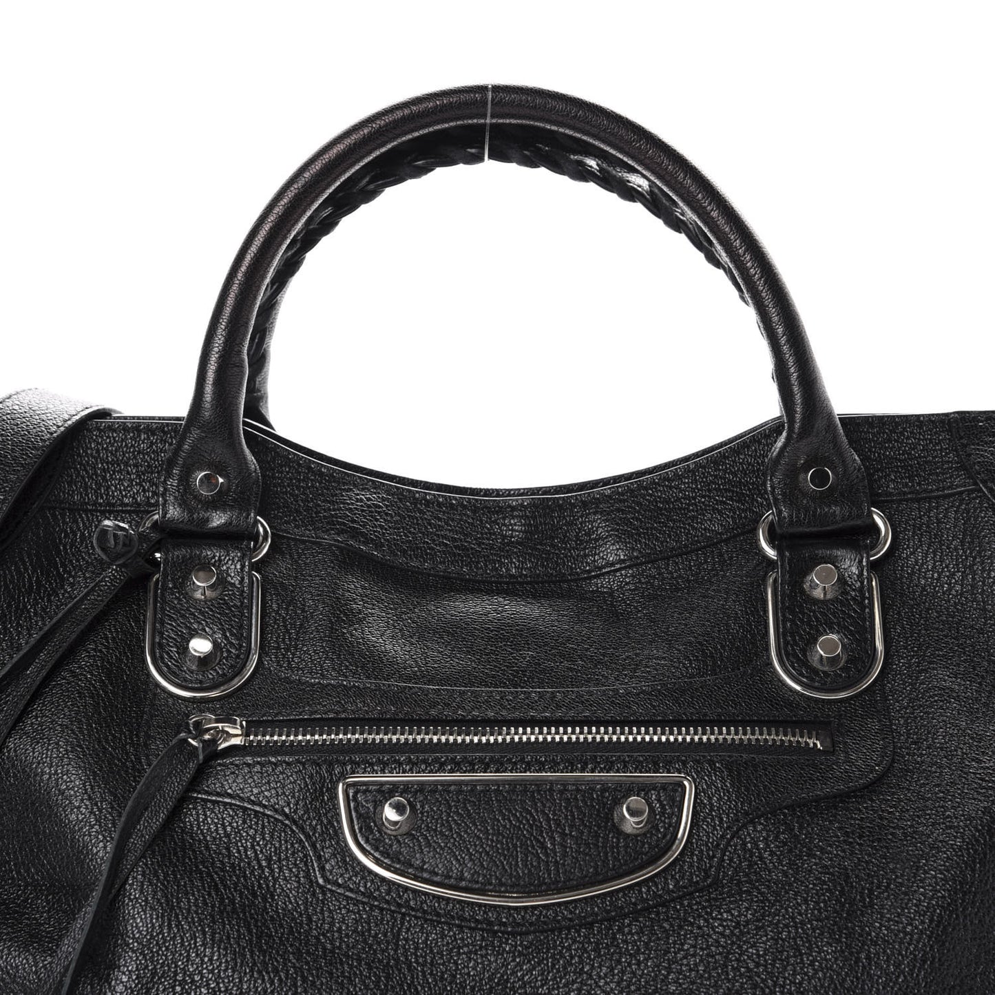 Chevre Silver Metallic Edge Hardware City Black