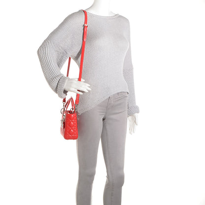 Christian Dior Lambskin Cannage Mini Lady Dior Vermillion 2 of 9