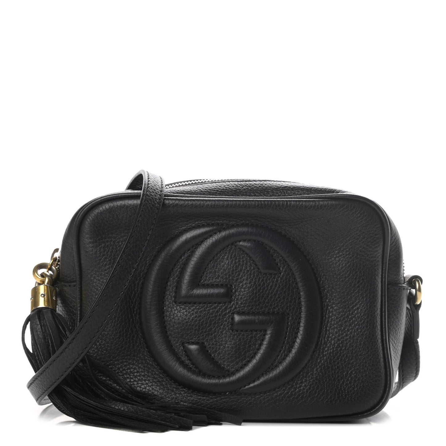 Pebbled Calfskin Small Soho Disco Bag Black