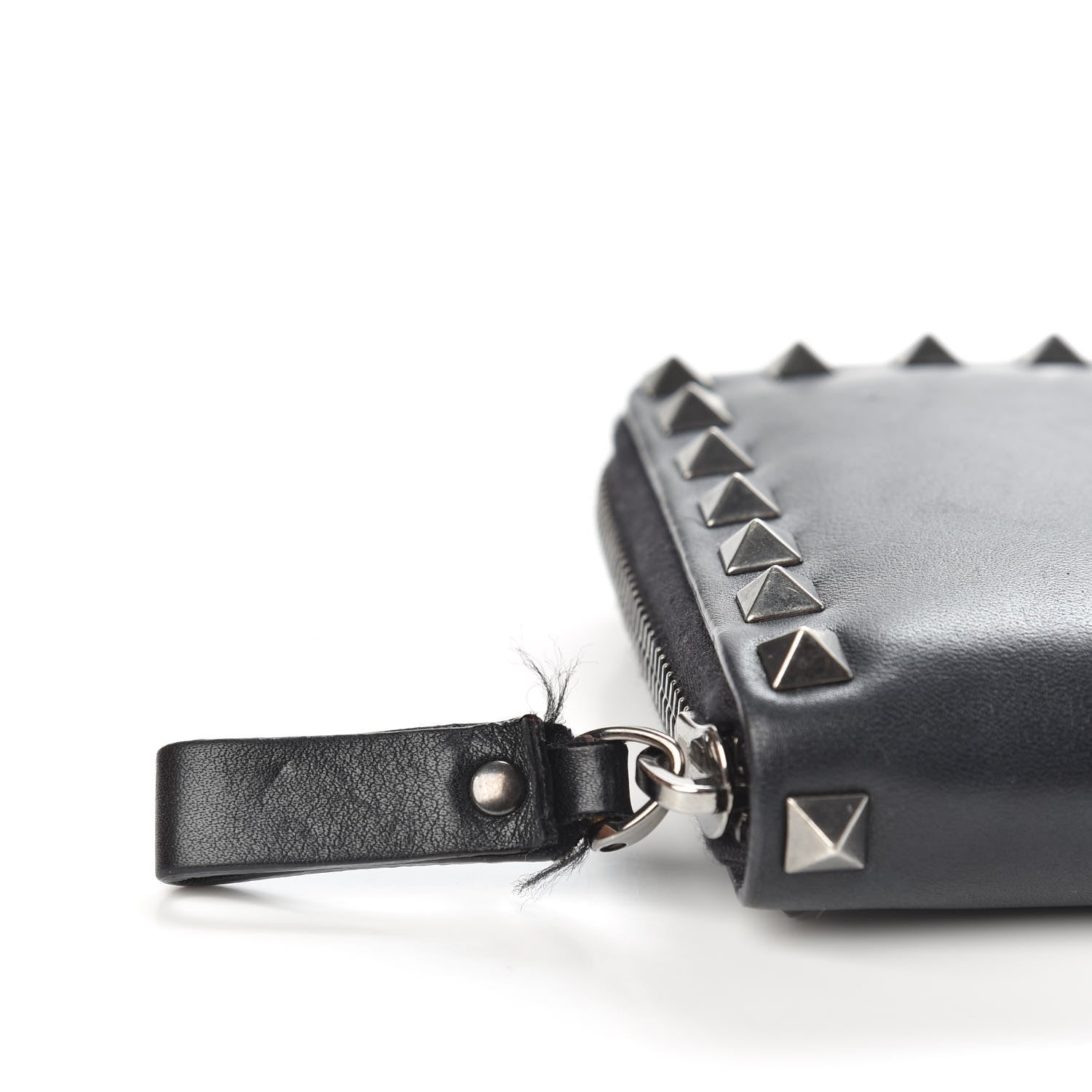 Valentino Garavani Calfskin Tonal Rockstud Zip Around Wallet Black 7 of 9