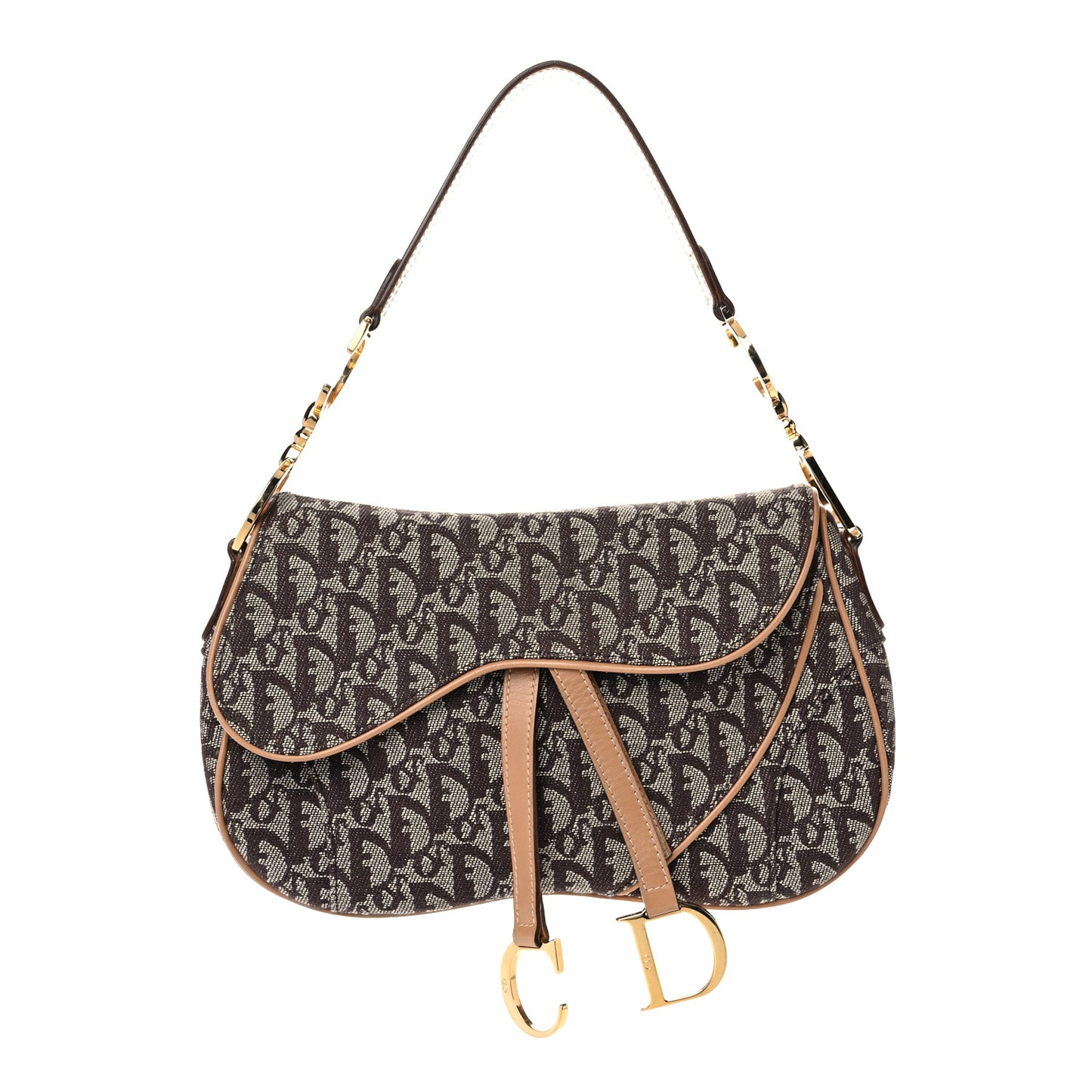 Monogram Double Saddle Bag Brown