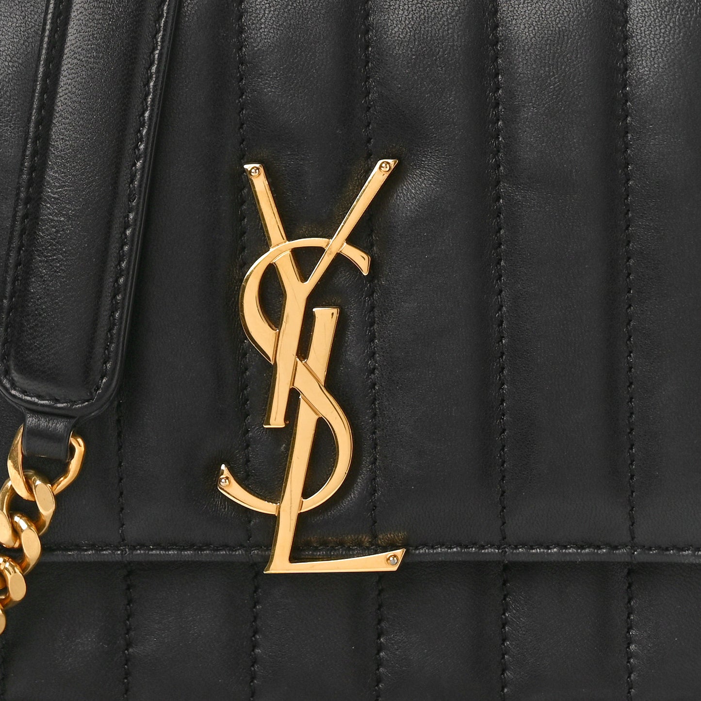 SAINT LAURENT Lambskin Matelasse Monogram Small Vicky Chain Bag Black