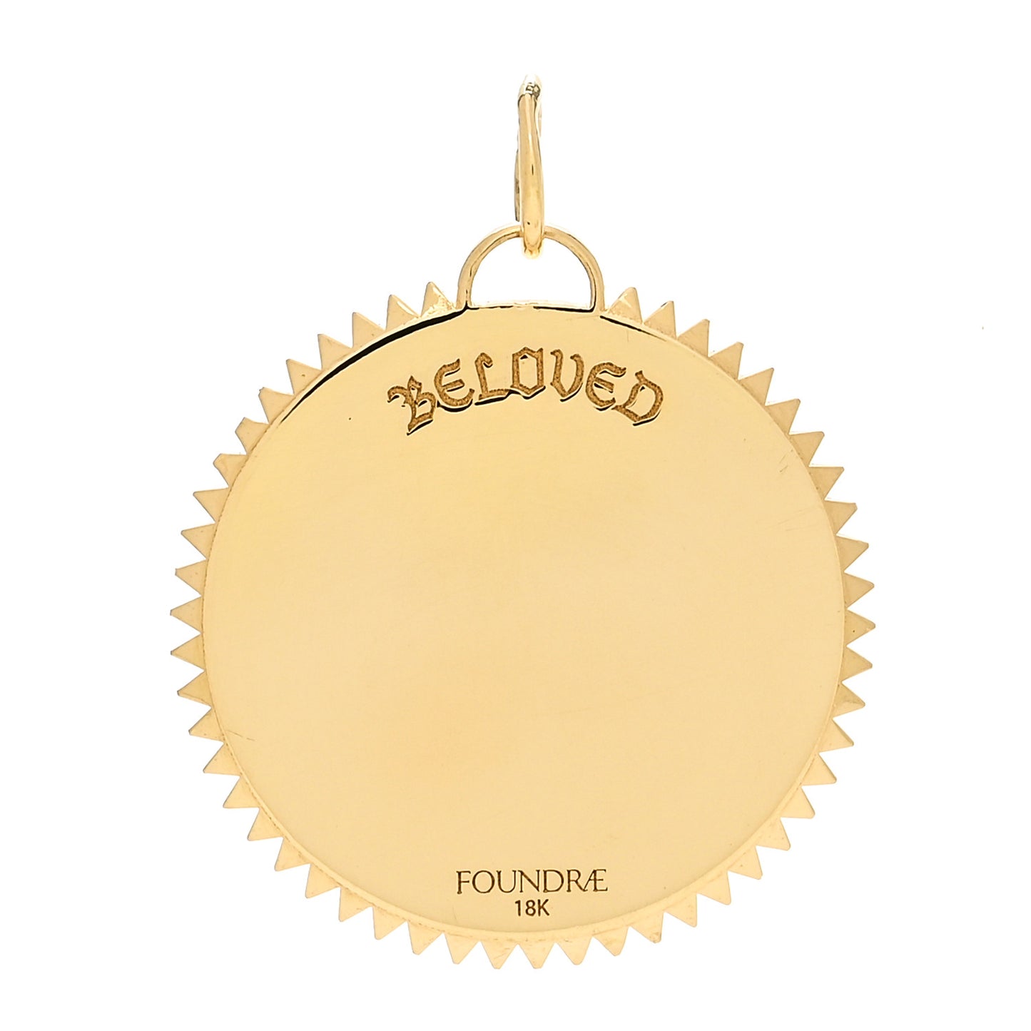 18K Yellow Gold Diamond Large Amate Medallion Pendant