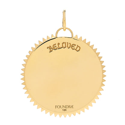 Foundrae 18K Yellow Gold Diamond Large Amate Medallion Pendant 3 of 5