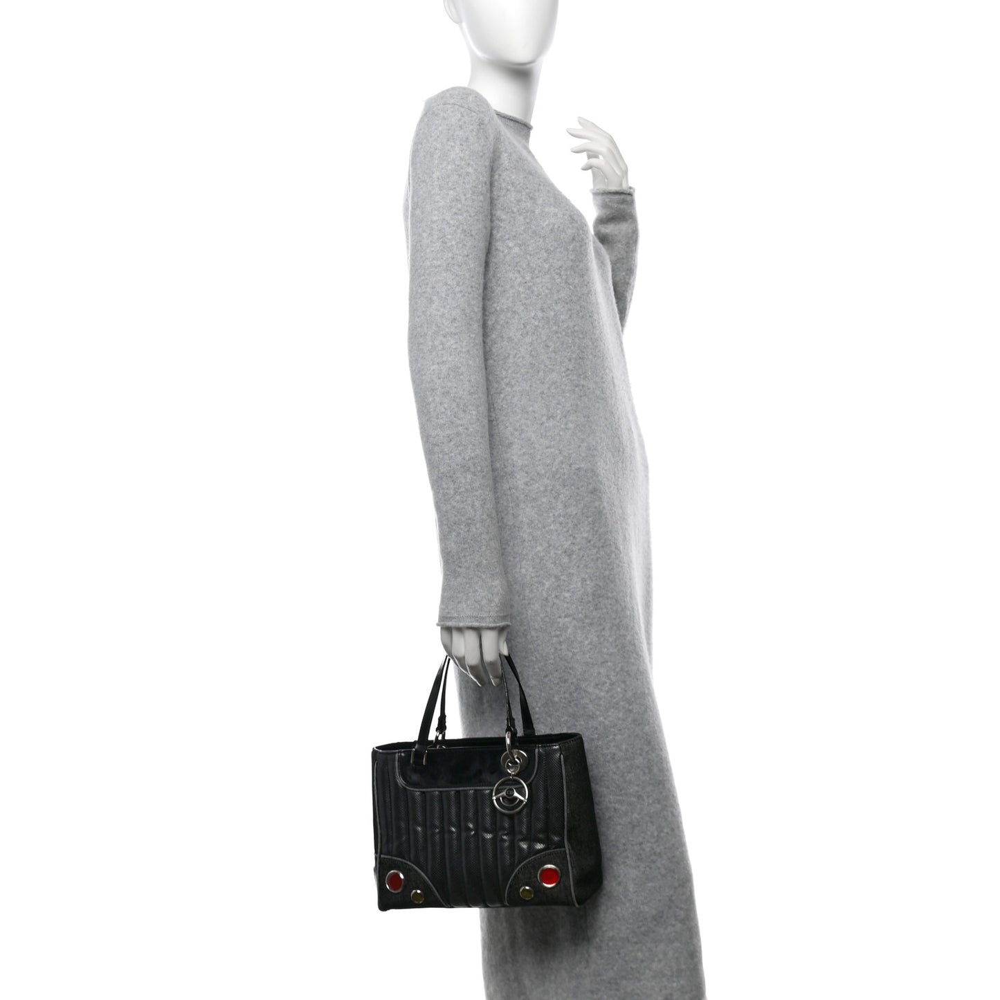 Denim Perforated Patent Trailer Trash Cadillac Tote Black