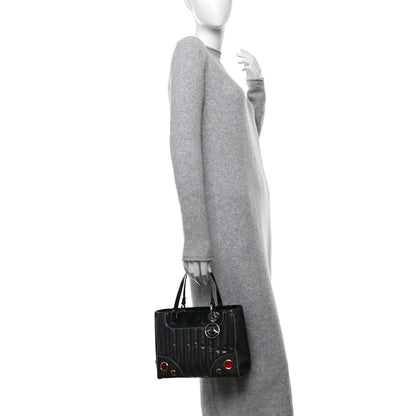 Christian Dior Denim Perforated Patent Trailer Trash Cadillac Tote Black 2 of 13