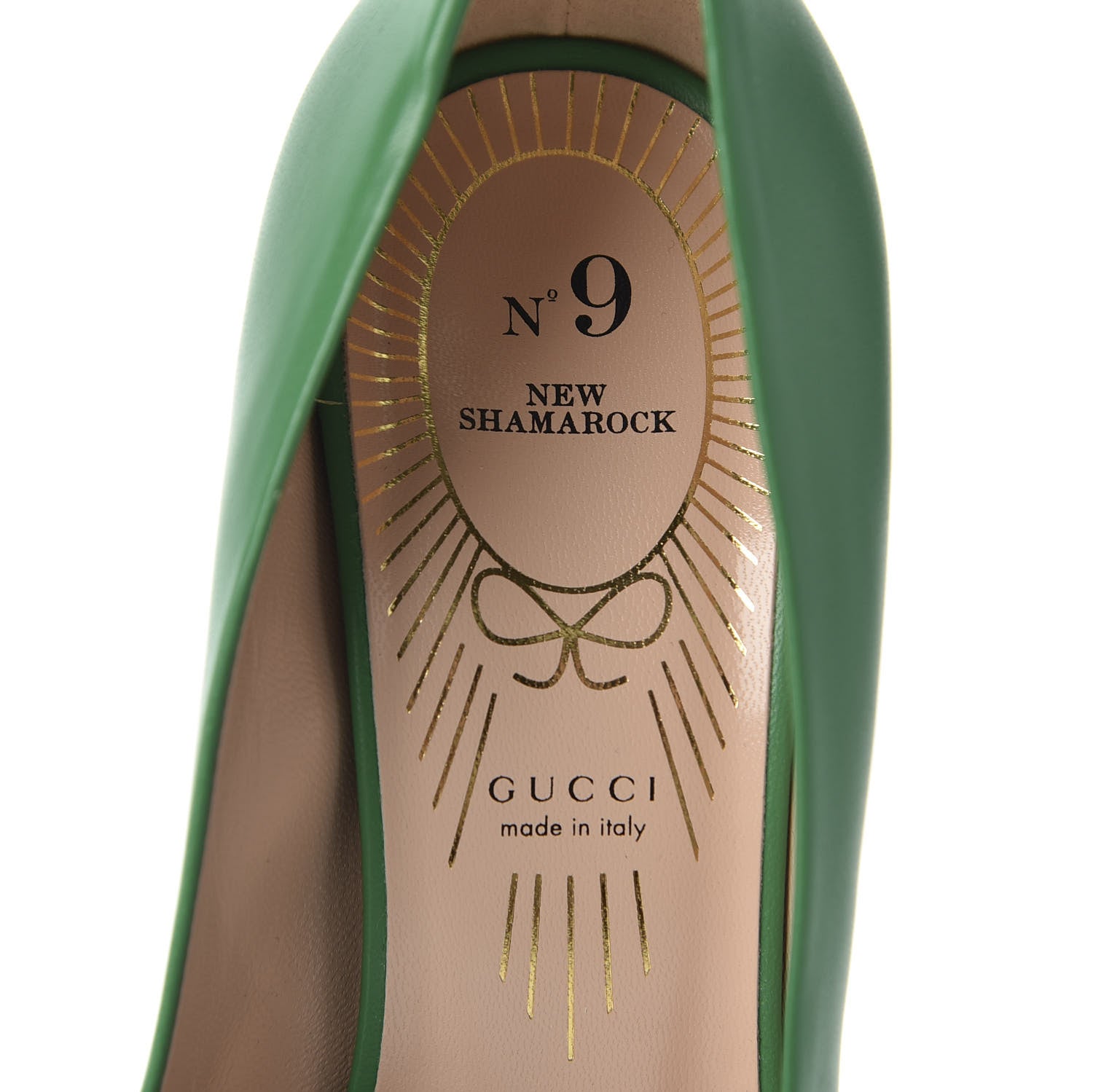 Gucci Nappa Bow High Heel Pumps 38.5 New Shamarock 7 of 10