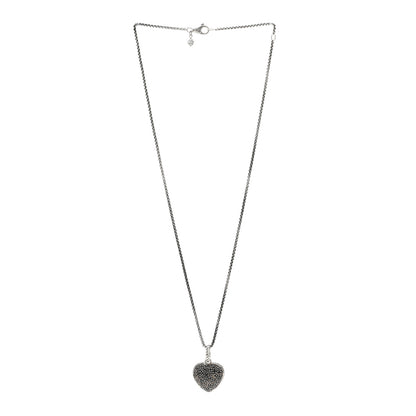 David Yurman Sterling Silver Black Diamond Cable Heart Pendant Necklace 3 of 4