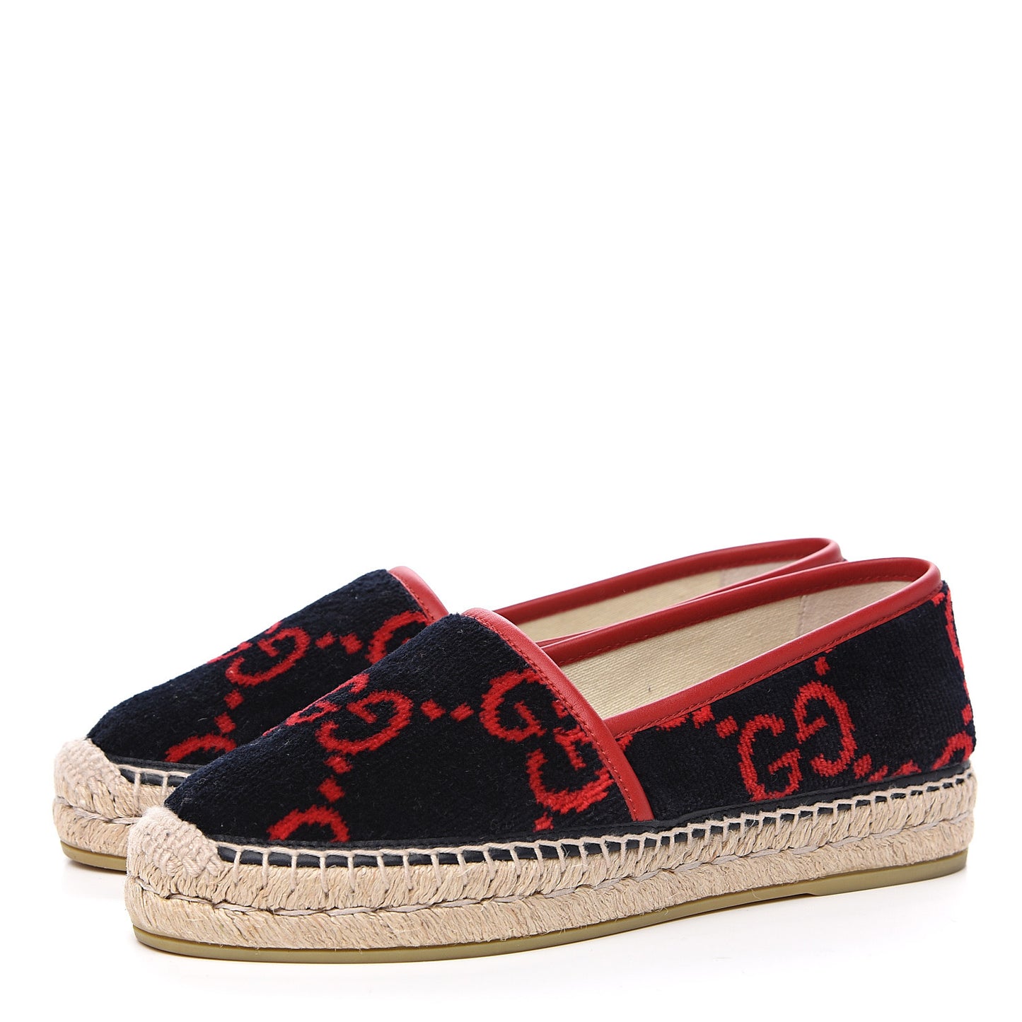 Terry Cloth GG Monogram Espadrilles 36.5 Blue Red