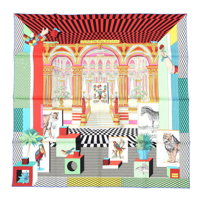 Hermes Silk Grand Theatre Nouveau Scarf 90 Rouge Vert Multicolor 1 of 4