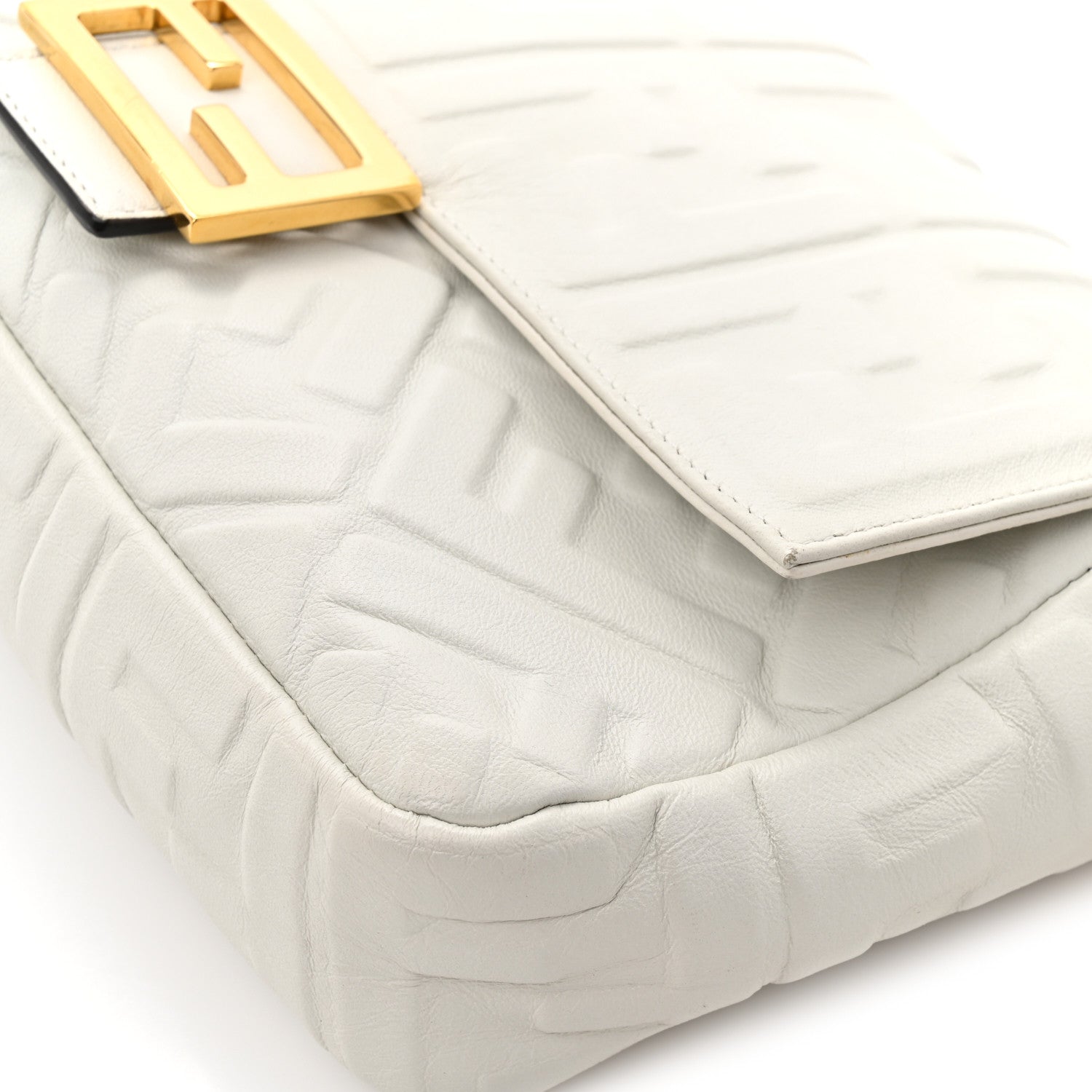 Fendi Nappa FF 1974 Embossed Baguette White 12 of 16