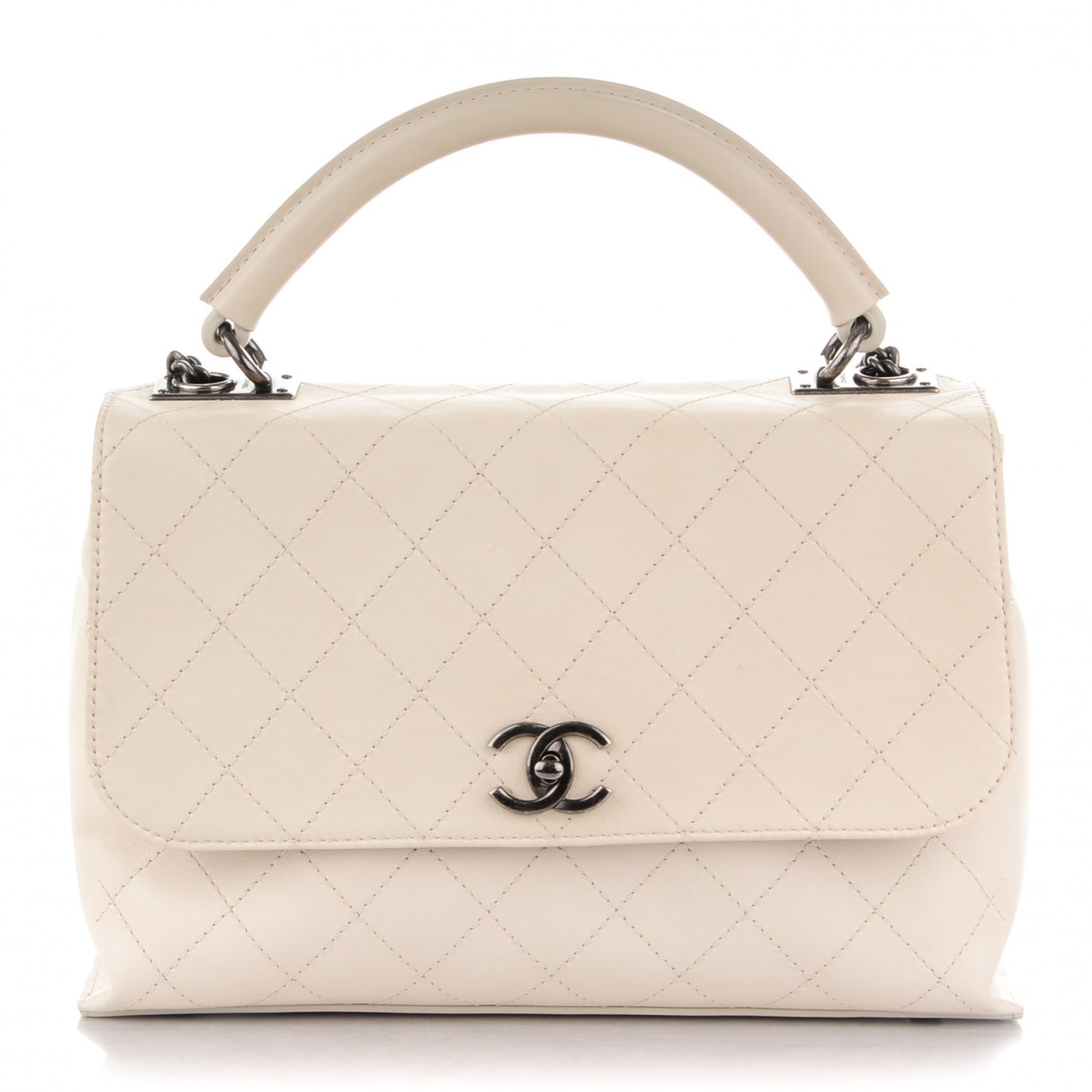 Calfskin Stitched Urban Luxury Top Handle Bag Ivory