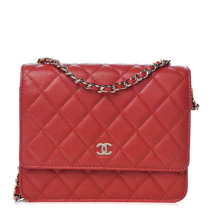 Chanel Caviar Quilted Square Wallet On Chain WOC Red 1 of 10