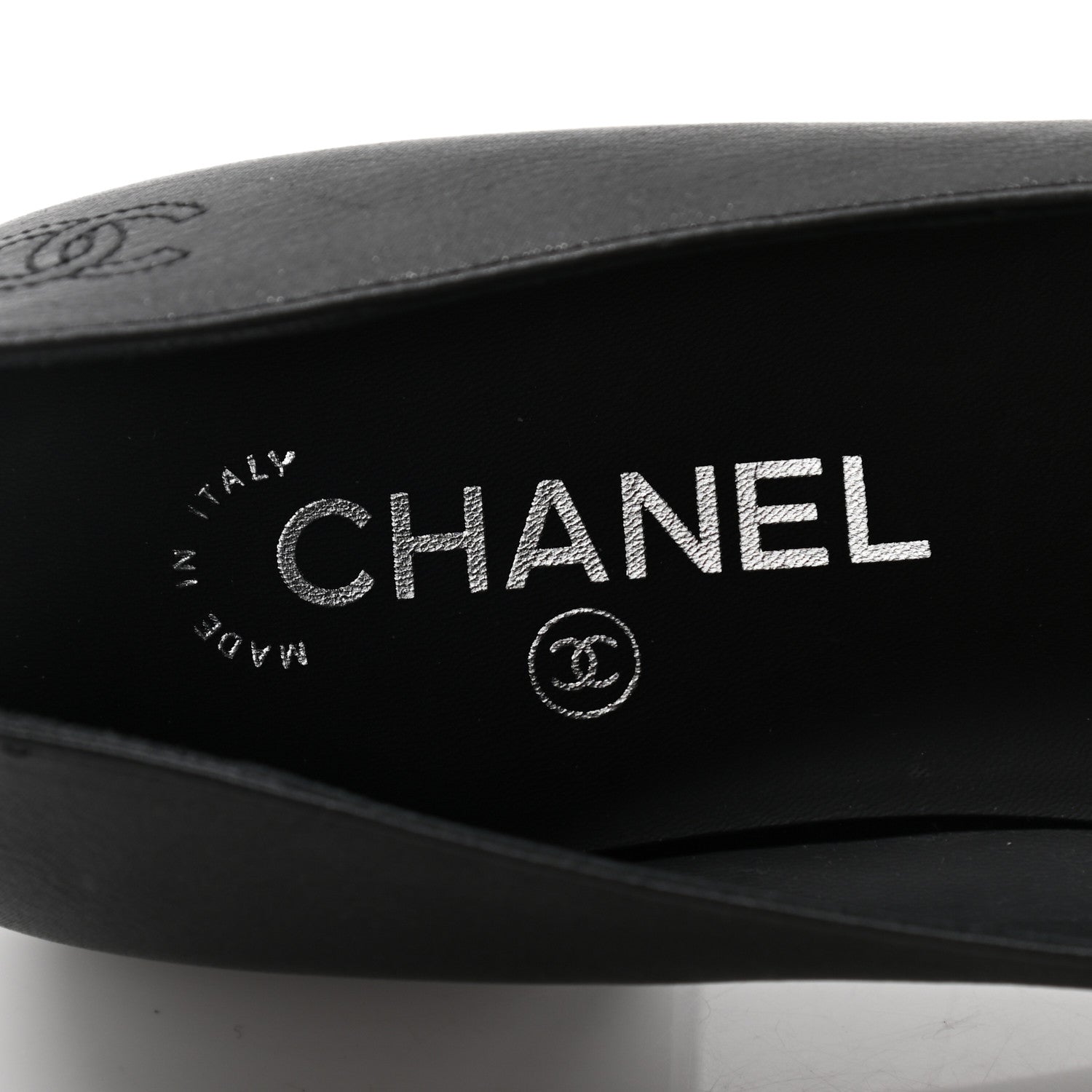 Chanel Buffalo Glitter Bow Ballerina Flats 38.5 Black 9 of 10