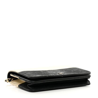 Chanel Metallic Caviar Suede Wallet On Chain WOC Gold Black 4 of 12